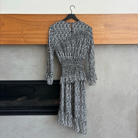 MISA Los Angeles Sophia Asymmetrical Ruffle Smocked Midi Dress, Size XS - Picture 11 of 16